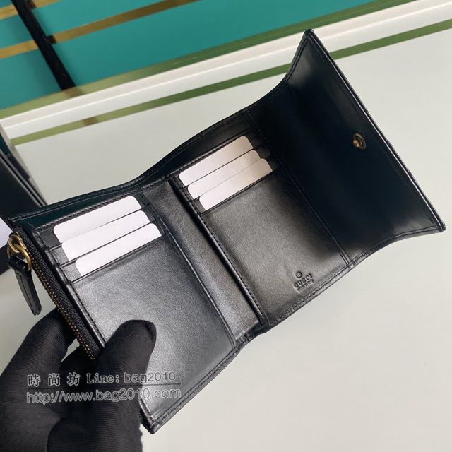 Gucci原厂皮包包 古驰GG Marmont翻盖暗扣钱包 Gucci短夹零钱包 474802  gdj1516
